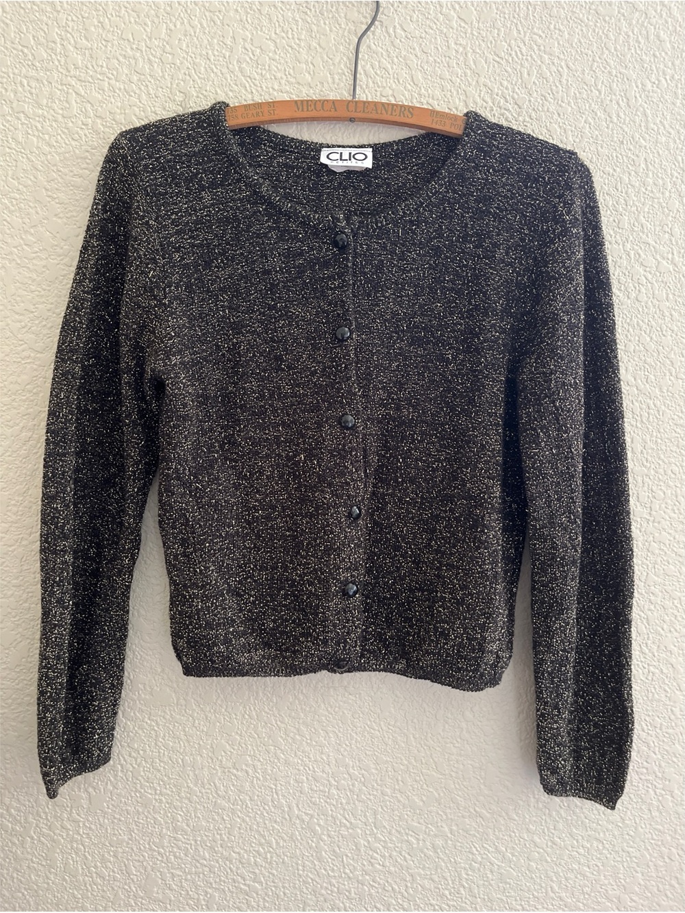 Vintage Clio Black and Gold Cardigan Women’s Size Petite Small